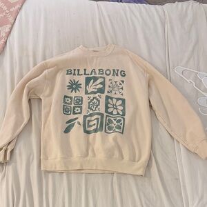 Billabong Cream and Teal Graphic Women's Sweater